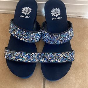 Yellow Box Rhinestone Wedge Sandals